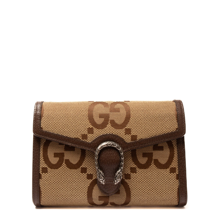 GUCCI Jumbo Dionysus GG Supreme Chain Wallet - Beige