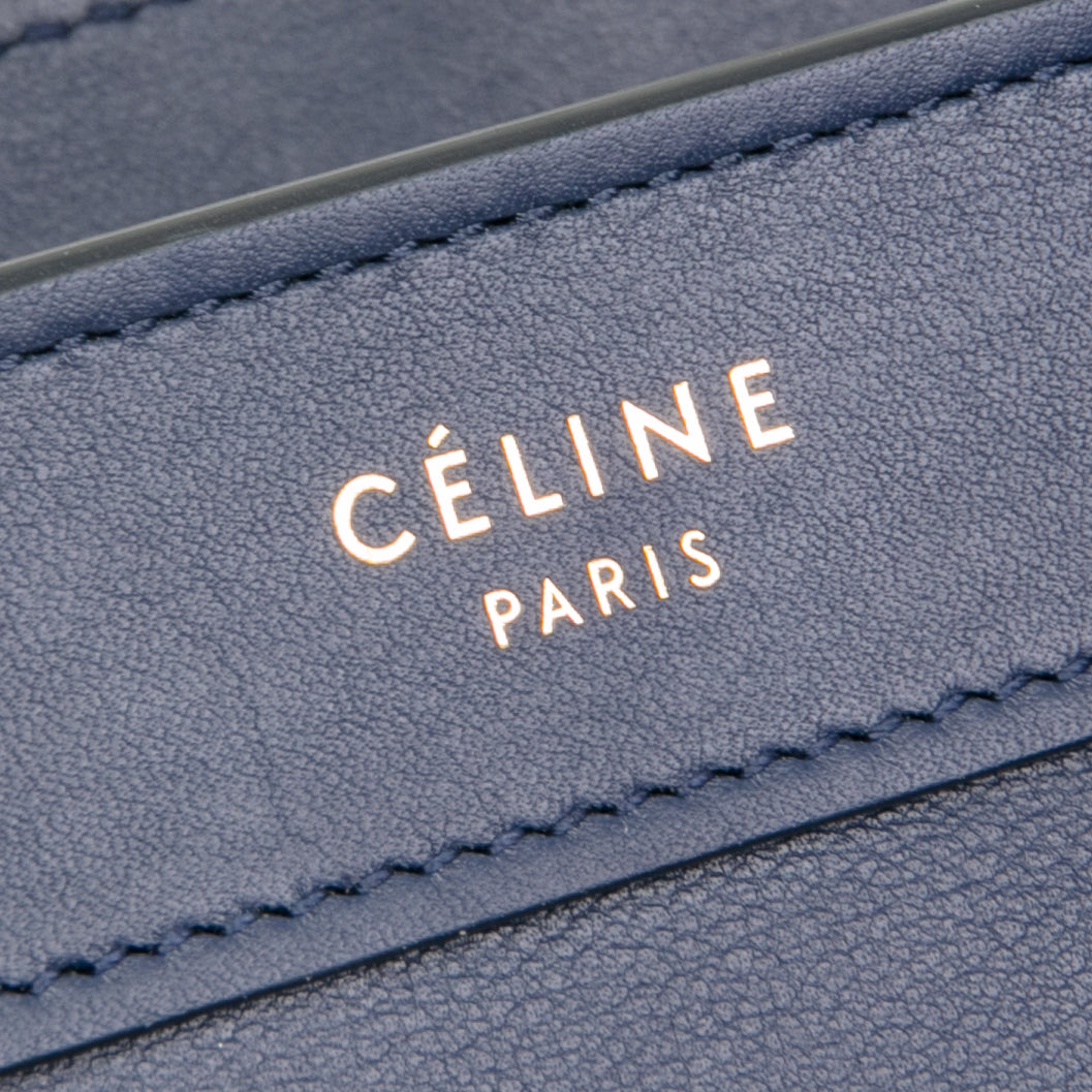 CELINE Smooth Calfskin Nano Luggage Bag - Navy Blue