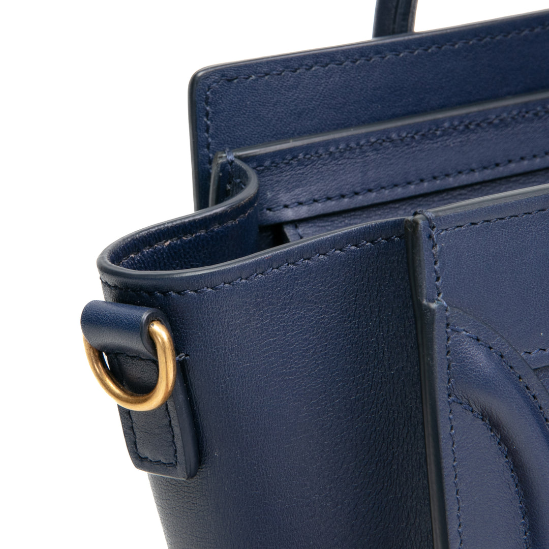 CELINE Smooth Calfskin Nano Luggage Bag - Navy Blue