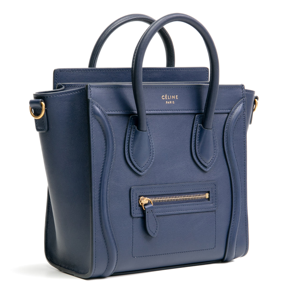 CELINE Smooth Calfskin Nano Luggage Bag - Navy Blue