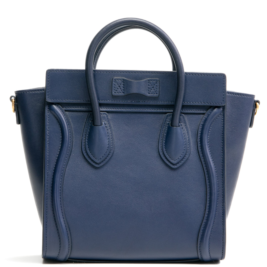 CELINE Smooth Calfskin Nano Luggage Bag - Navy Blue