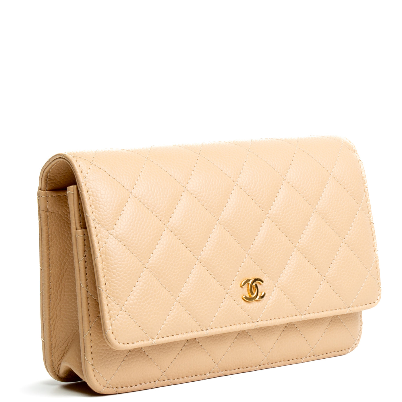 CHANEL Caviar Quilted Wallet on Chain - Nude