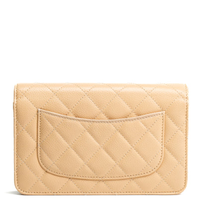 CHANEL Caviar Quilted Wallet on Chain - Nude