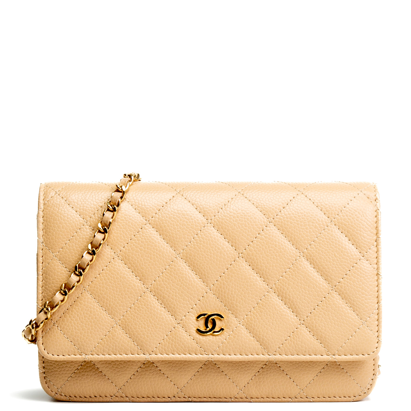 CHANEL Caviar Quilted Wallet on Chain - Nude