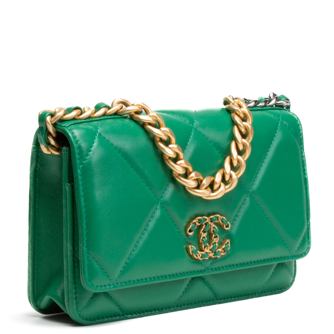 CHANEL 19 Wallet On Chain - Kelly Green