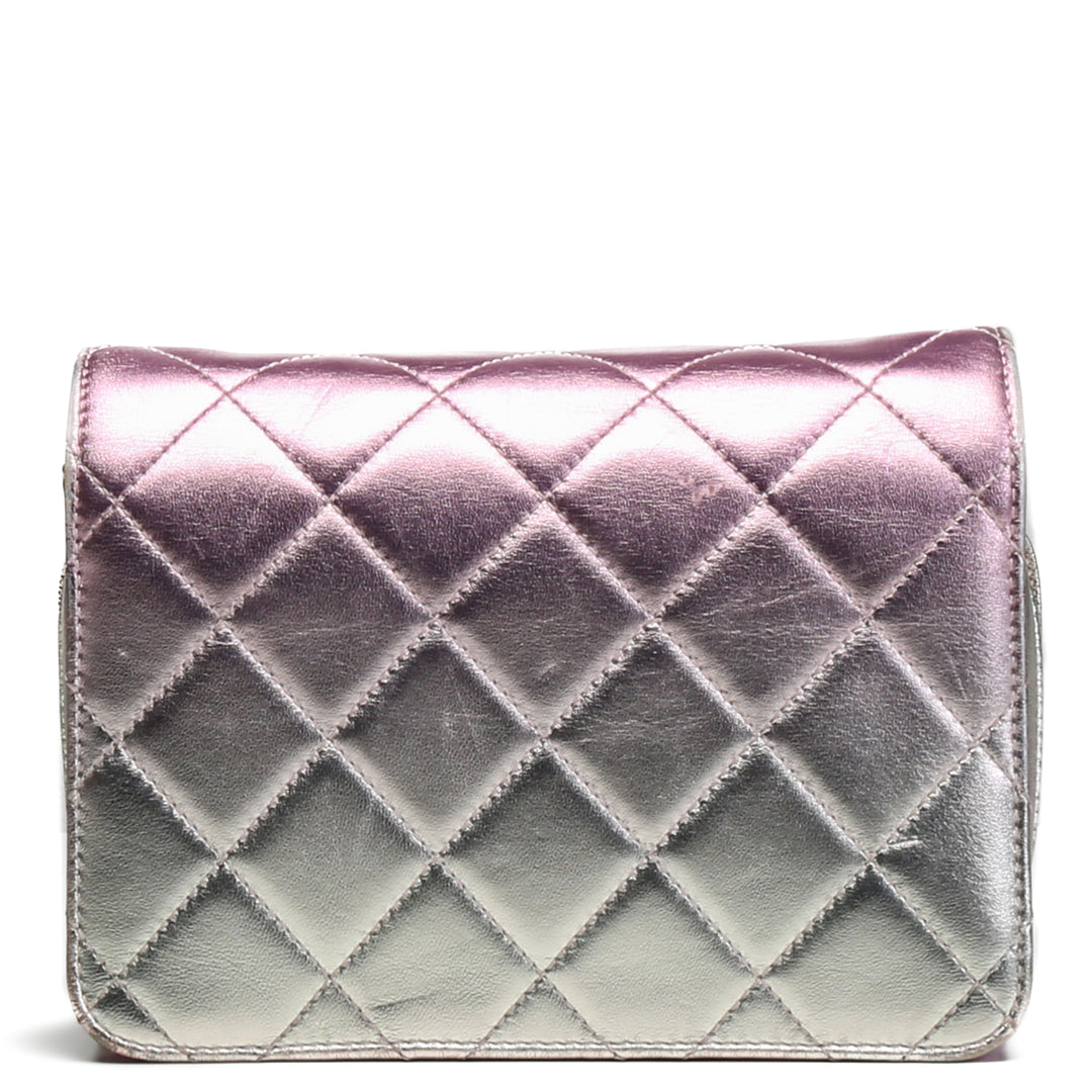 CHANEL Metallic Lambskin Like A Wallet Crossbody- Pink OUTLET FINAL SALE