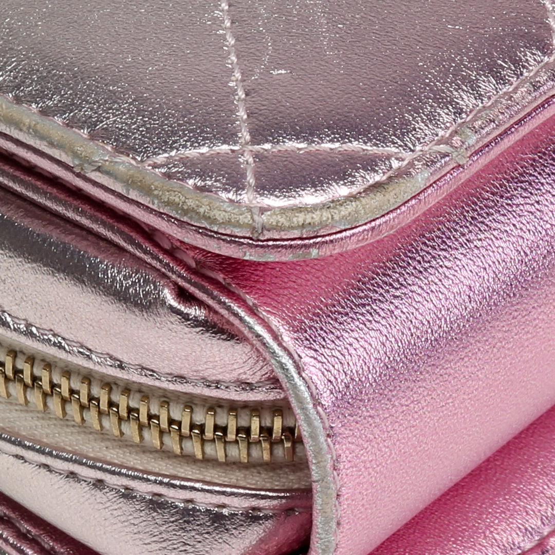 CHANEL Metallic Lambskin Like A Wallet Crossbody- Pink OUTLET FINAL SALE