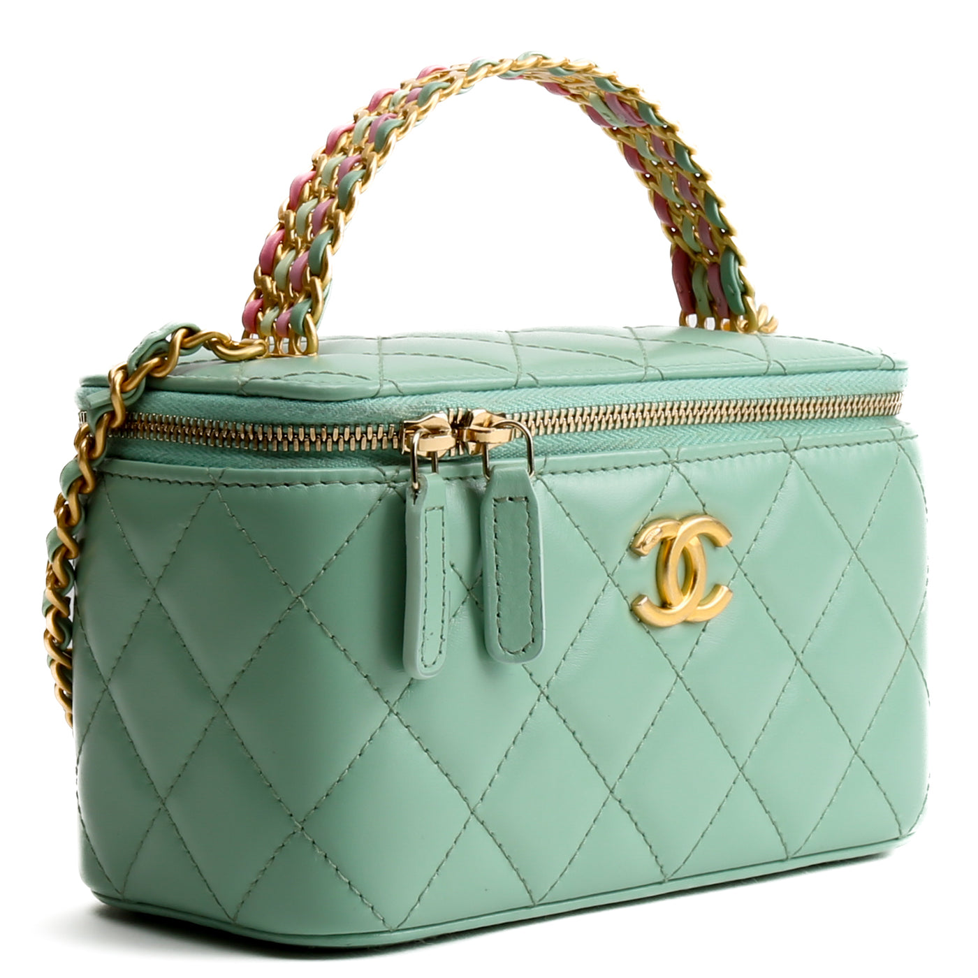 CHANEL Pick Me Up Logo Handle Small Vanity Case - Mint Green