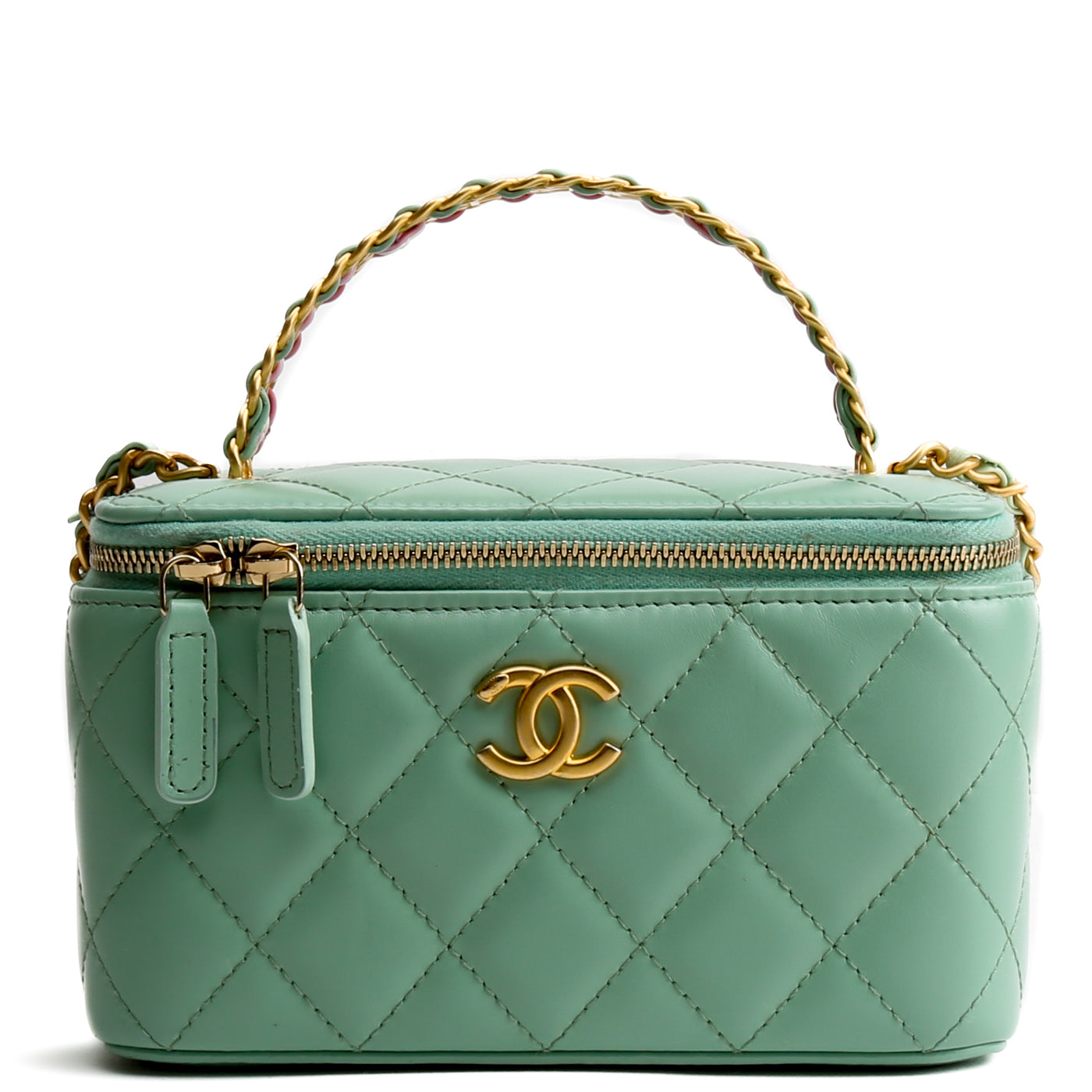 CHANEL Pick Me Up Logo Handle Small Vanity Case - Mint Green