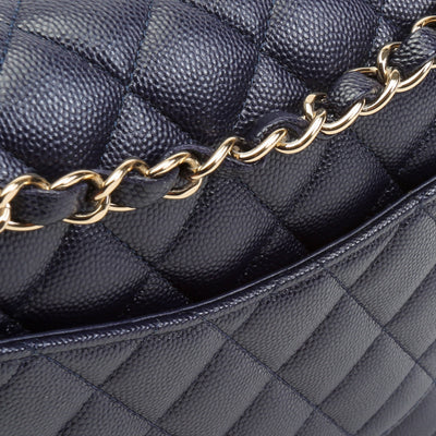 CHANEL Caviar Classic Double Flap Medium -Navy