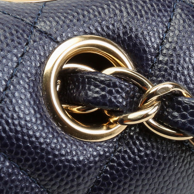 CHANEL Caviar Classic Double Flap Medium -Navy