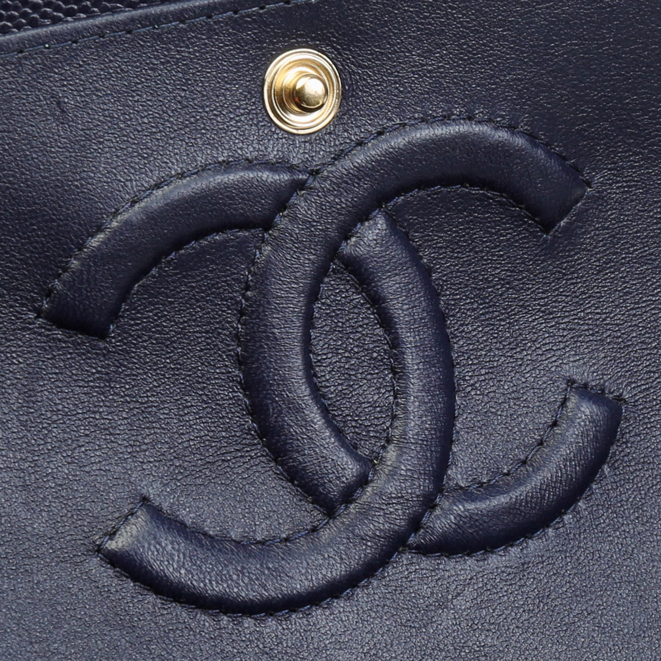 CHANEL Caviar Classic Double Flap Medium -Navy