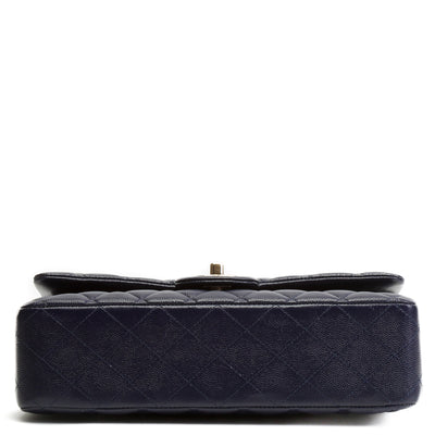 CHANEL Caviar Classic Double Flap Medium -Navy