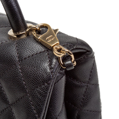 CHANEL Small Caviar Quilted Coco Handle Flap Bag - Black