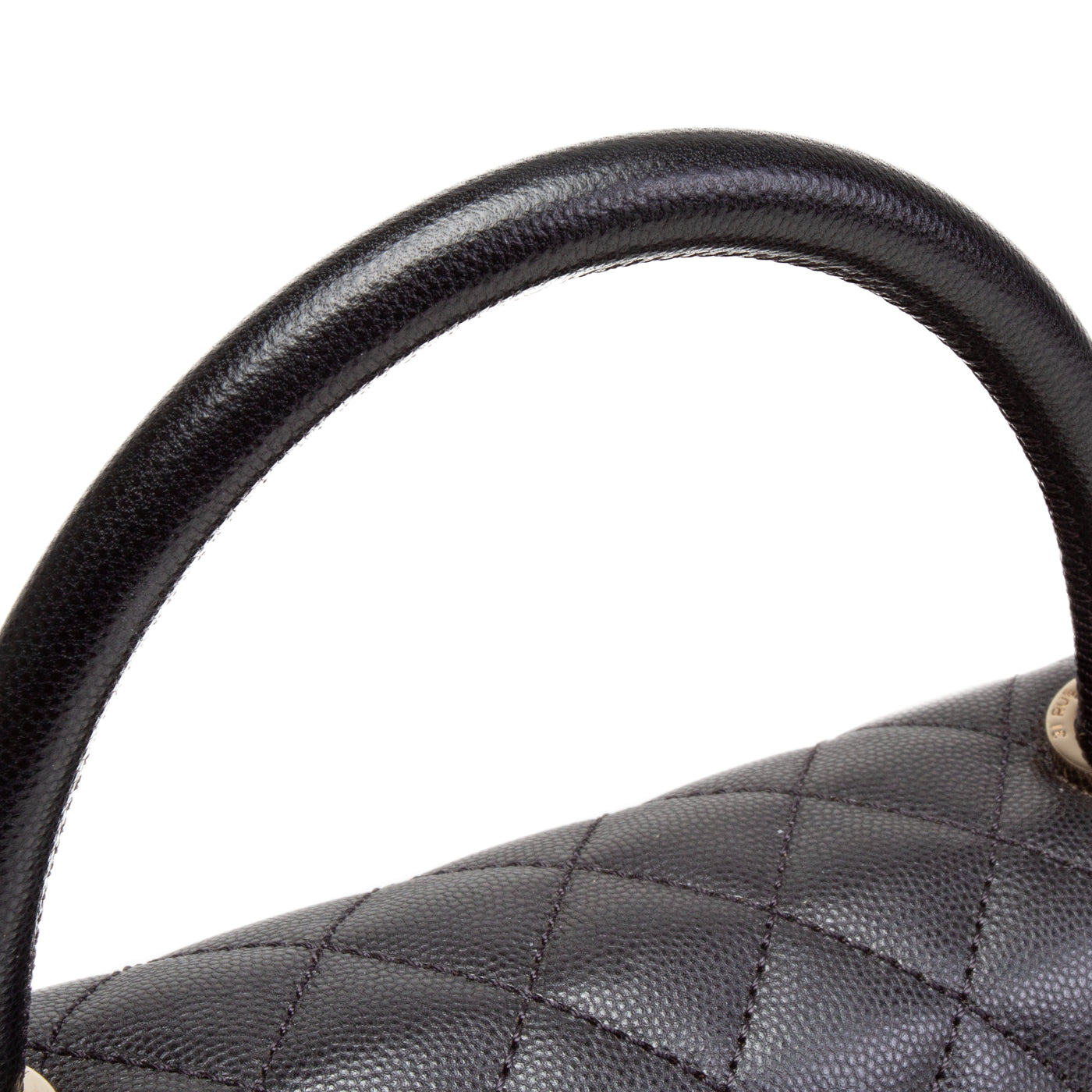 CHANEL Small Caviar Quilted Coco Handle Flap Bag - Black