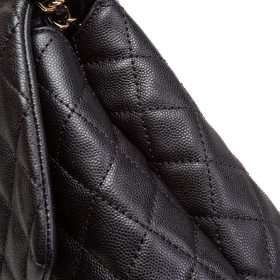 CHANEL Small Caviar Quilted Coco Handle Flap Bag - Black