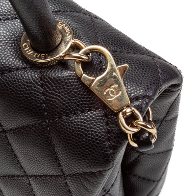 CHANEL Small Caviar Quilted Coco Handle Flap Bag - Black