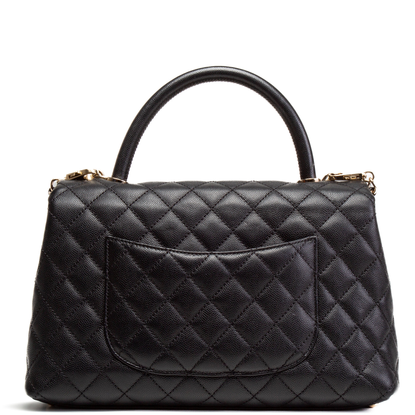 CHANEL Small Caviar Quilted Coco Handle Flap Bag - Black