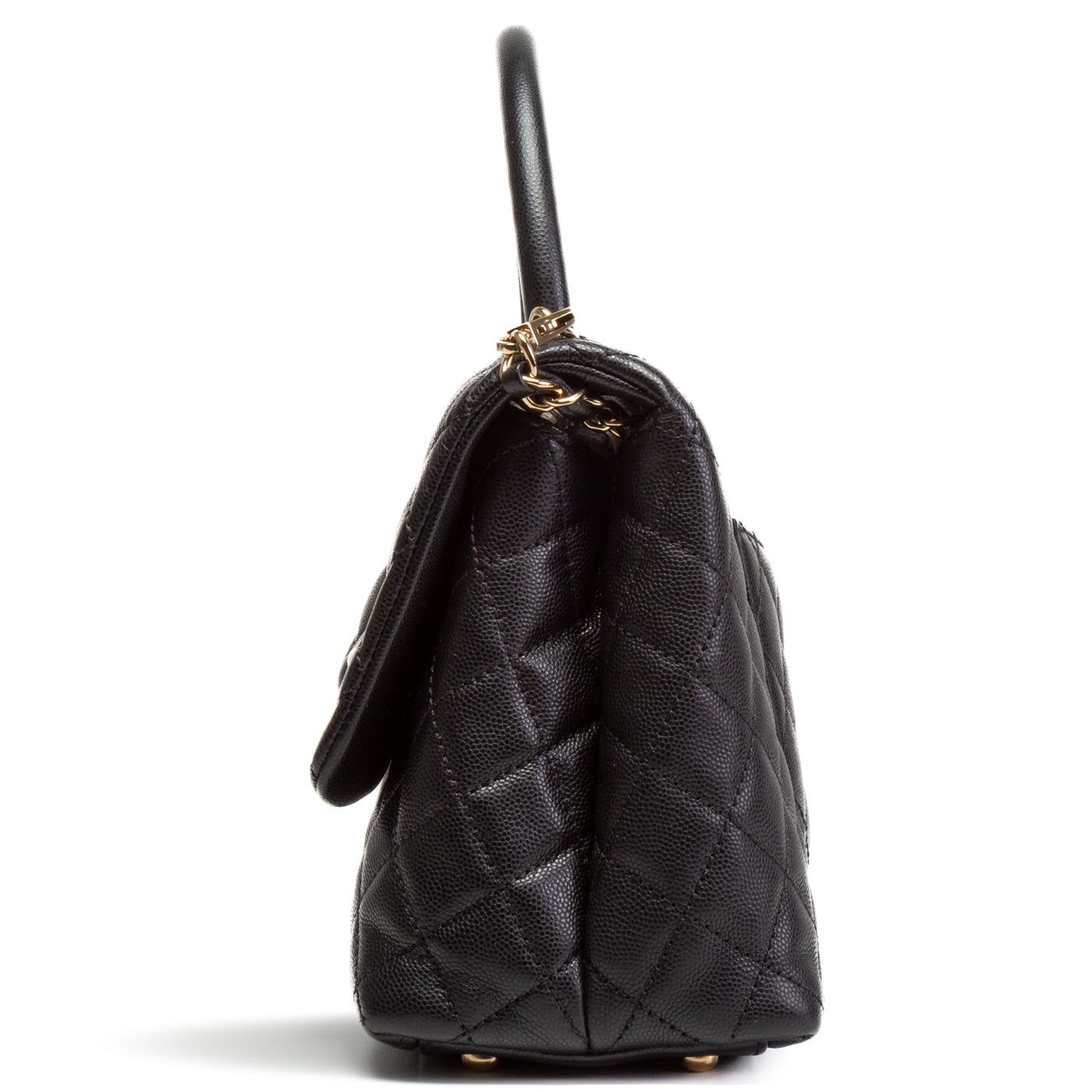 CHANEL Small Caviar Quilted Coco Handle Flap Bag - Black