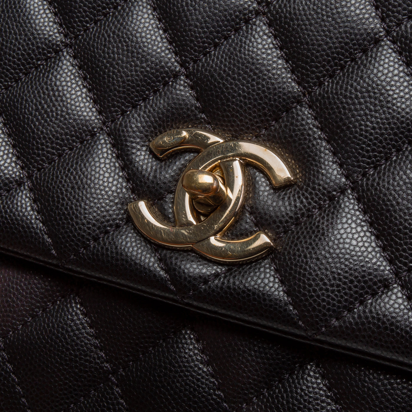 CHANEL Small Caviar Quilted Coco Handle Flap Bag - Black