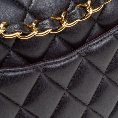 CHANEL Small Lambskin Double Flap Shoulder Bag - Black