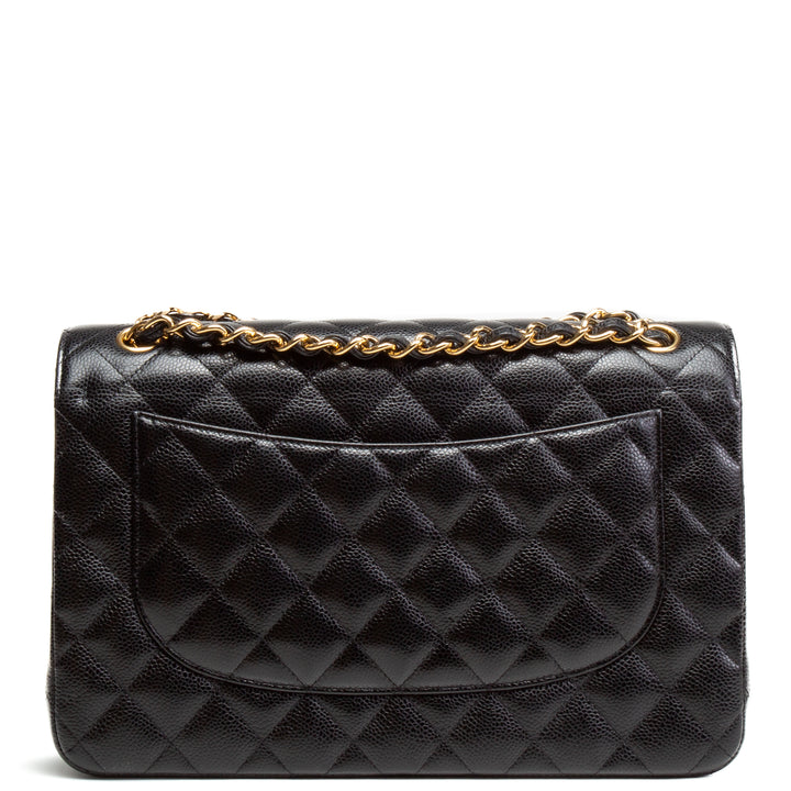 CHANEL Classic Double Flap Caviar Jumbo Flap - Black