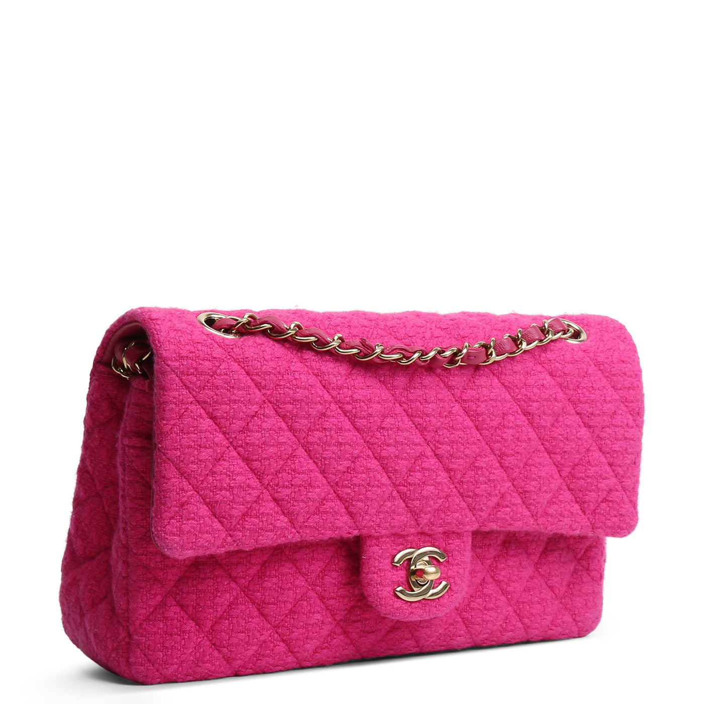 CHANEL Classic Tweed Medium Double Flap - Hot Pink