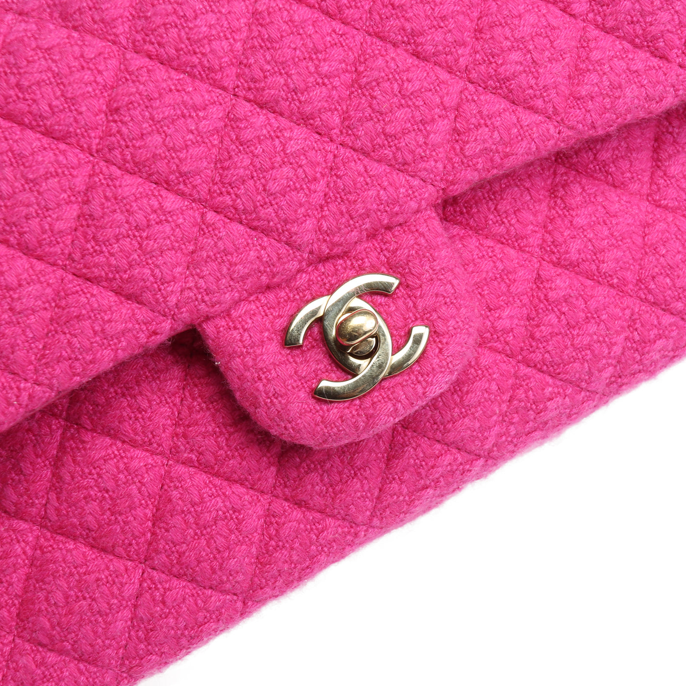 CHANEL Classic Tweed Medium Double Flap - Hot Pink