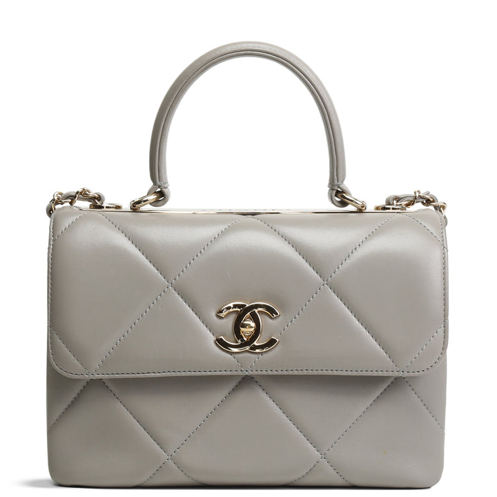 CHANEL Trendy CC Lambskin Top Handle - Gray