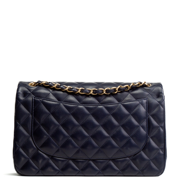 CHANEL Classic Jumbo Lambskin Double Flap- Navy Blue