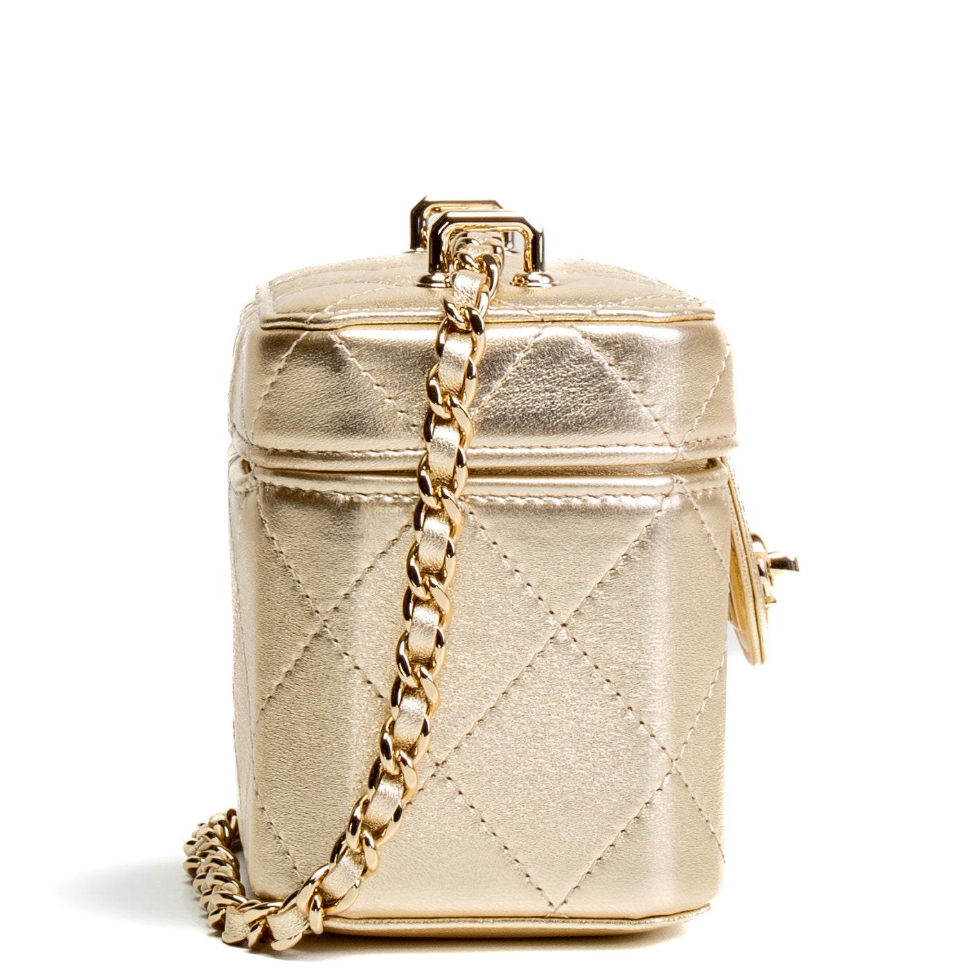 CHANEL Mini Vanity on Chain - Metallic Gold