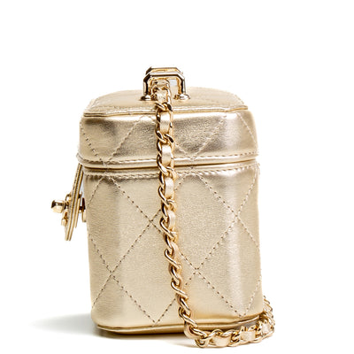 CHANEL Mini Vanity on Chain - Metallic Gold