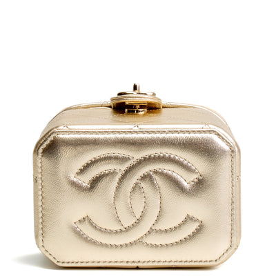 CHANEL Mini Vanity on Chain - Metallic Gold