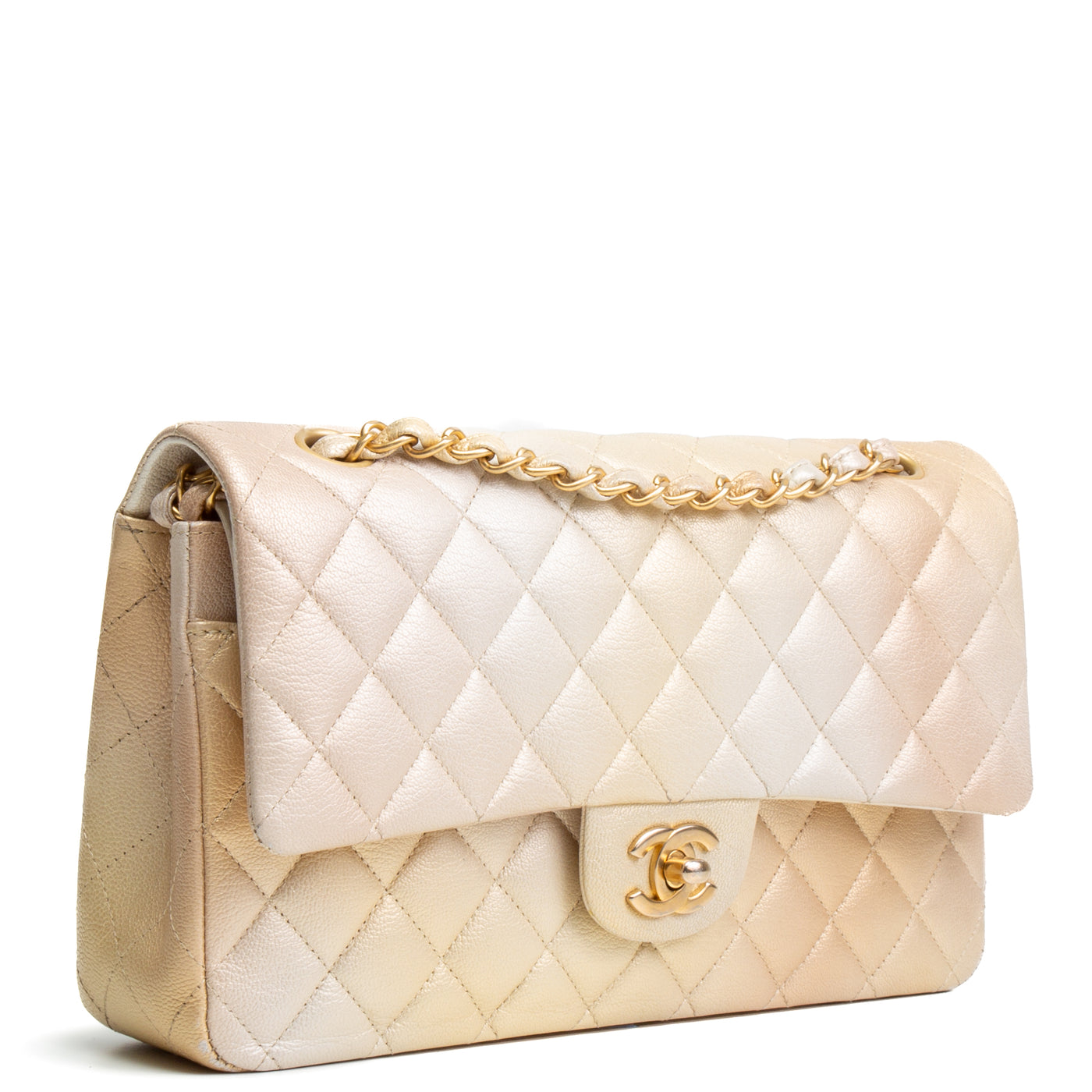 CHANEL Medium Double Flap Bag - Iridescent Champagne