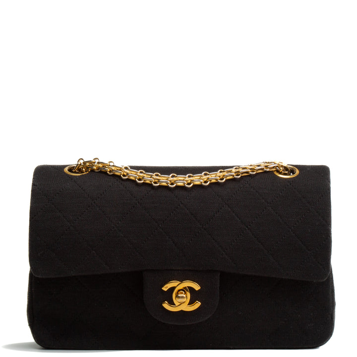 CHANEL Small Jersey Double Flap Bag - Black