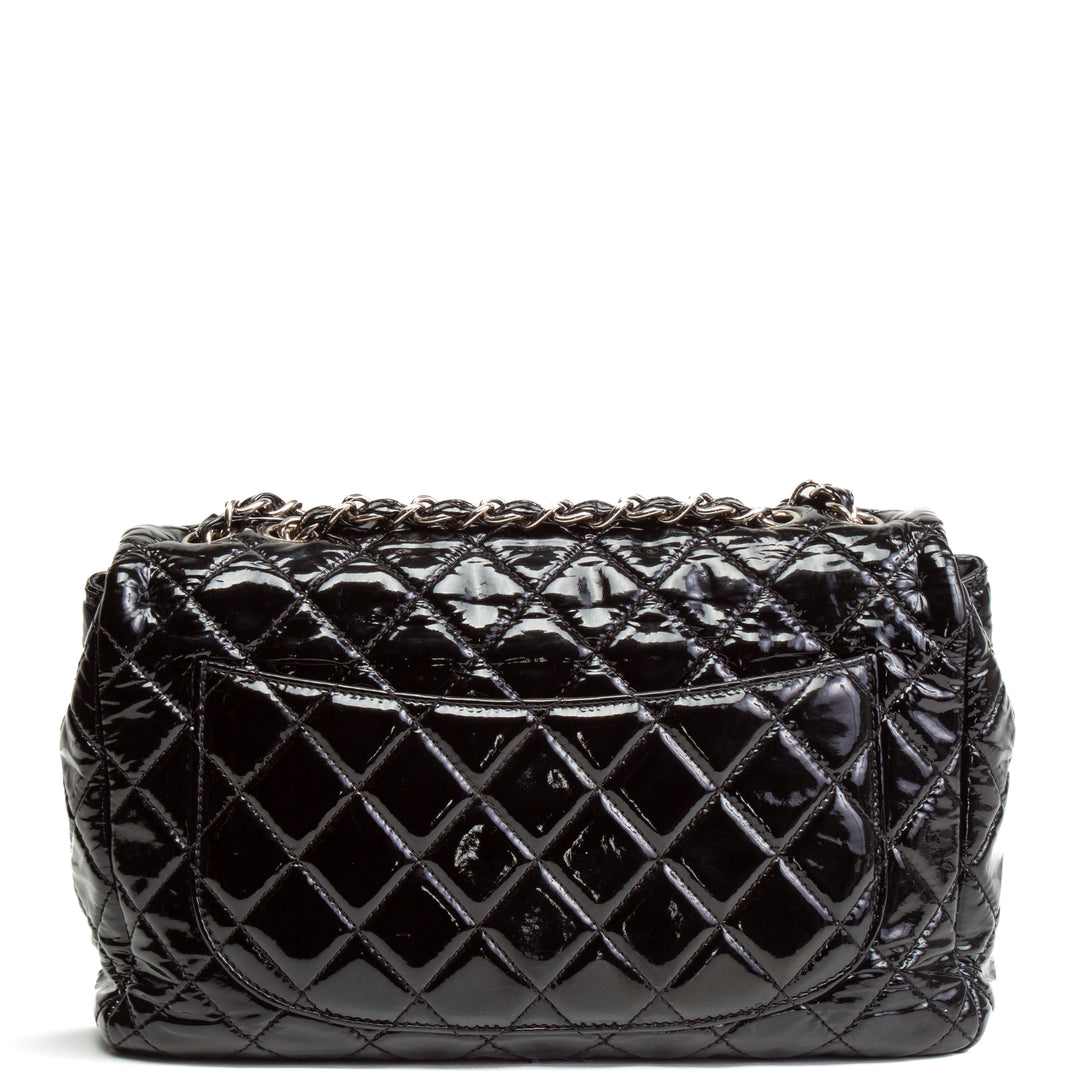 CHANEL Jumbo Patent Single Flap - Black