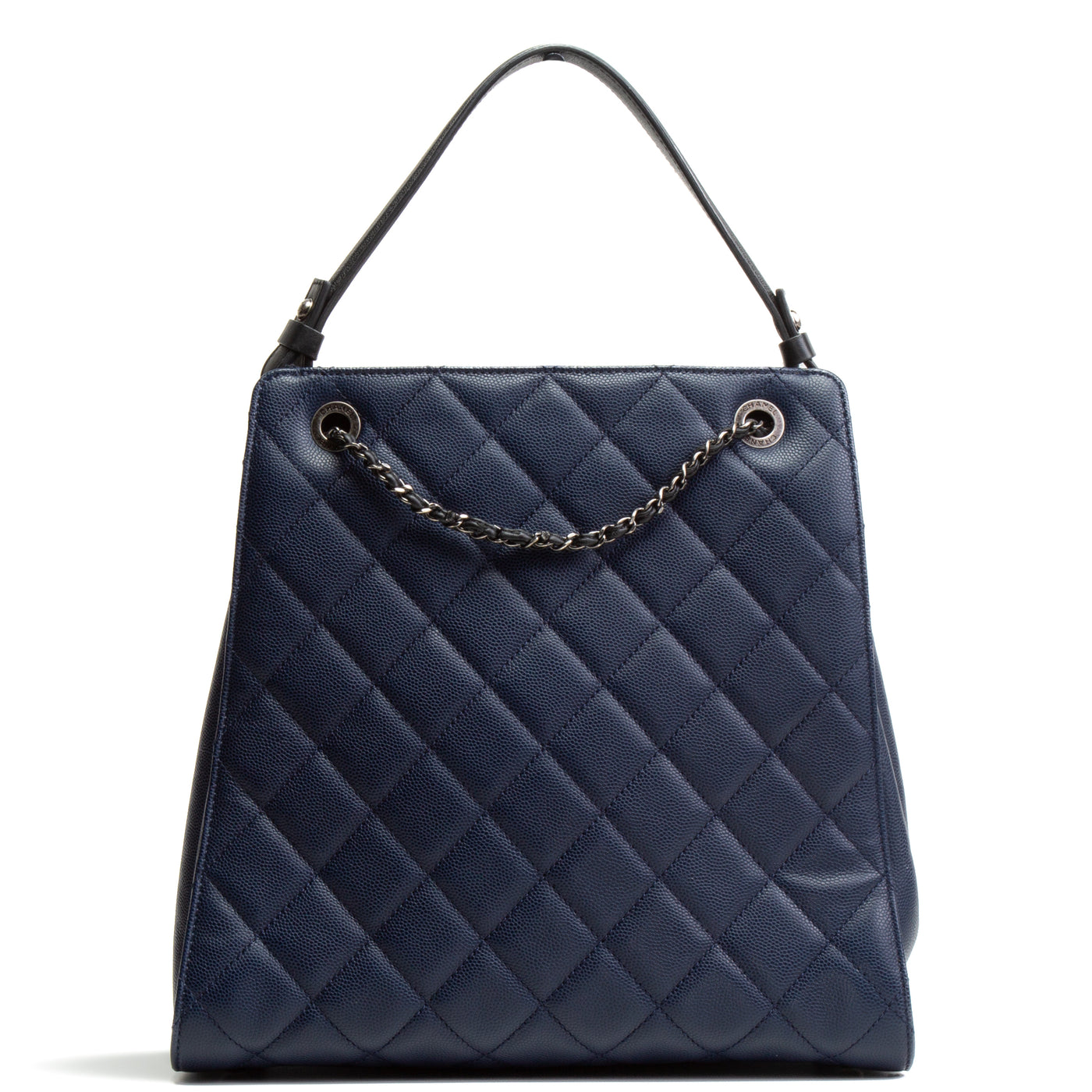 CHANEL CC Drawstring Medium Bucket Bag- Navy/Black