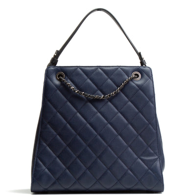 CHANEL CC Drawstring Medium Bucket Bag- Navy/Black