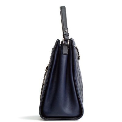 CHANEL CC Drawstring Medium Bucket Bag- Navy/Black