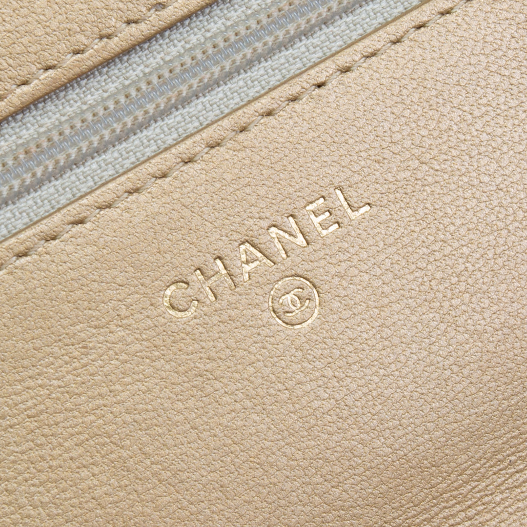 CHANEL Quilted Chanel 19 WOC - Metallic Gold