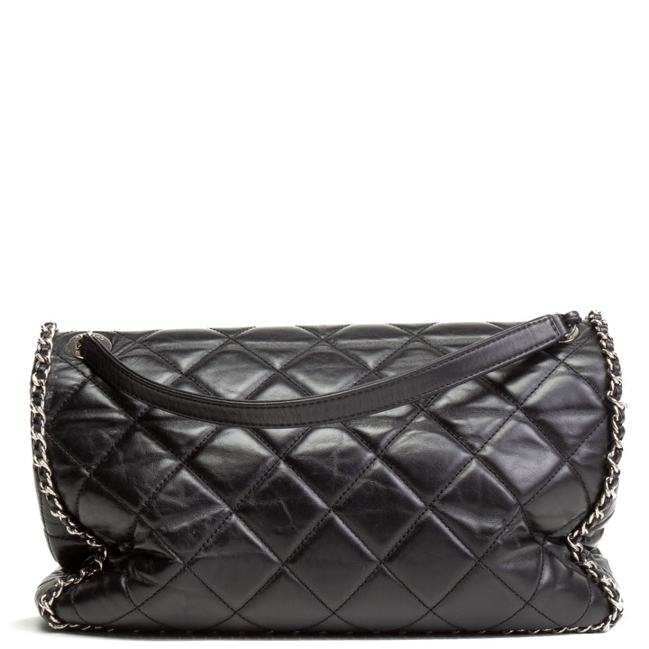 CHANEL Clumped Running Around Chain Large Flap - Black