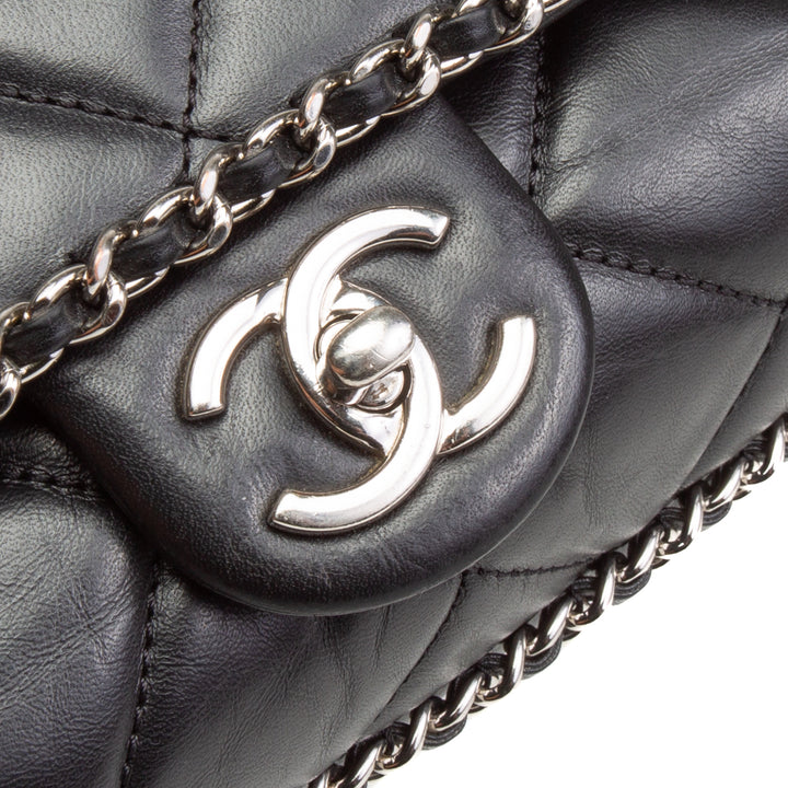 CHANEL Clumped Running Around Chain Large Flap - Black