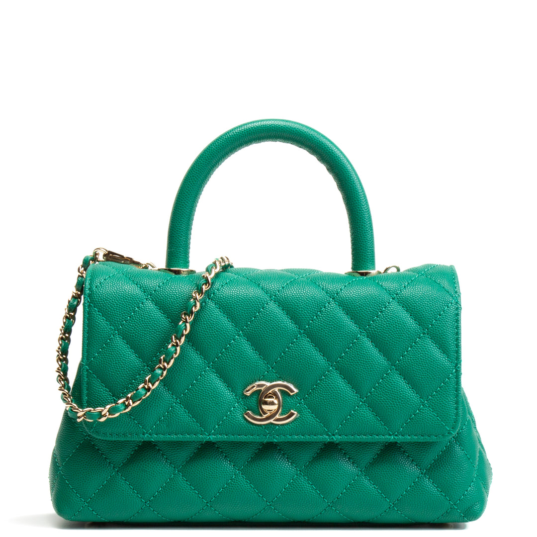 CHANEL Mini Coco Handle Flap Bag - Kelly Green