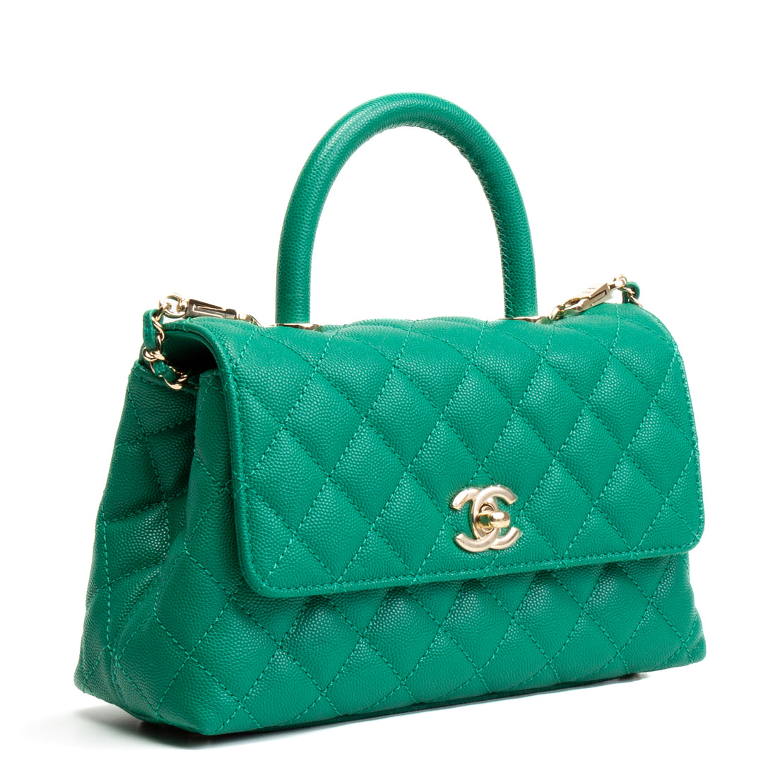 CHANEL Mini Coco Handle Flap Bag - Kelly Green