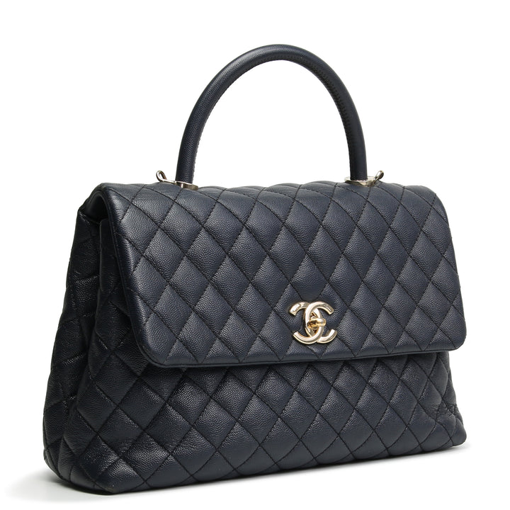 CHANEL Coco Top Handle Medium Flap Navy - OUTLET FINAL SALE