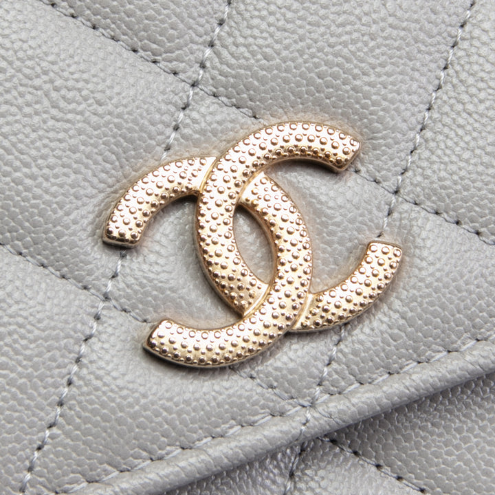 CHANEL Quilted Wallet On Chain - Gray