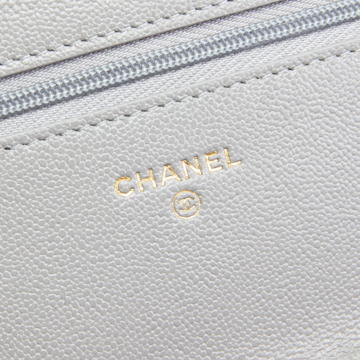 CHANEL Quilted Wallet On Chain - Gray