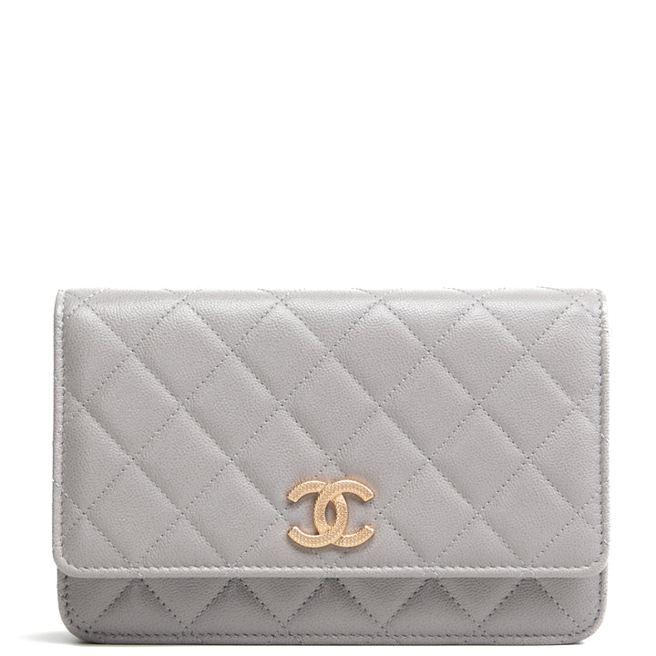 CHANEL Quilted Wallet On Chain - Gray