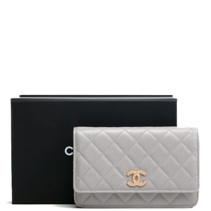 CHANEL Quilted Wallet On Chain - Gray