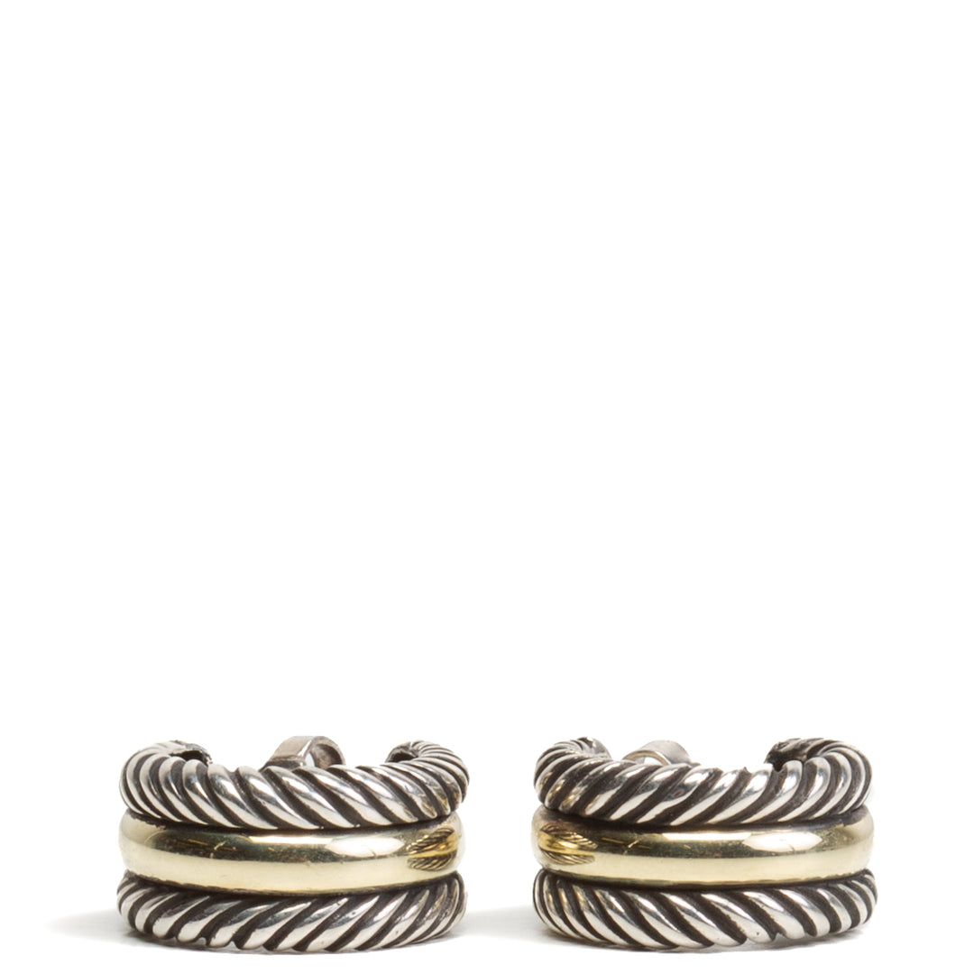 DAVID YURMAN Two Tone Cable Collectibles Huggie Earrings